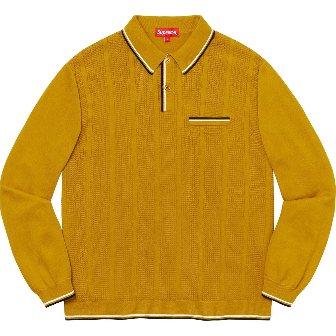 Stripe Rib L/S Knit Polo view 5